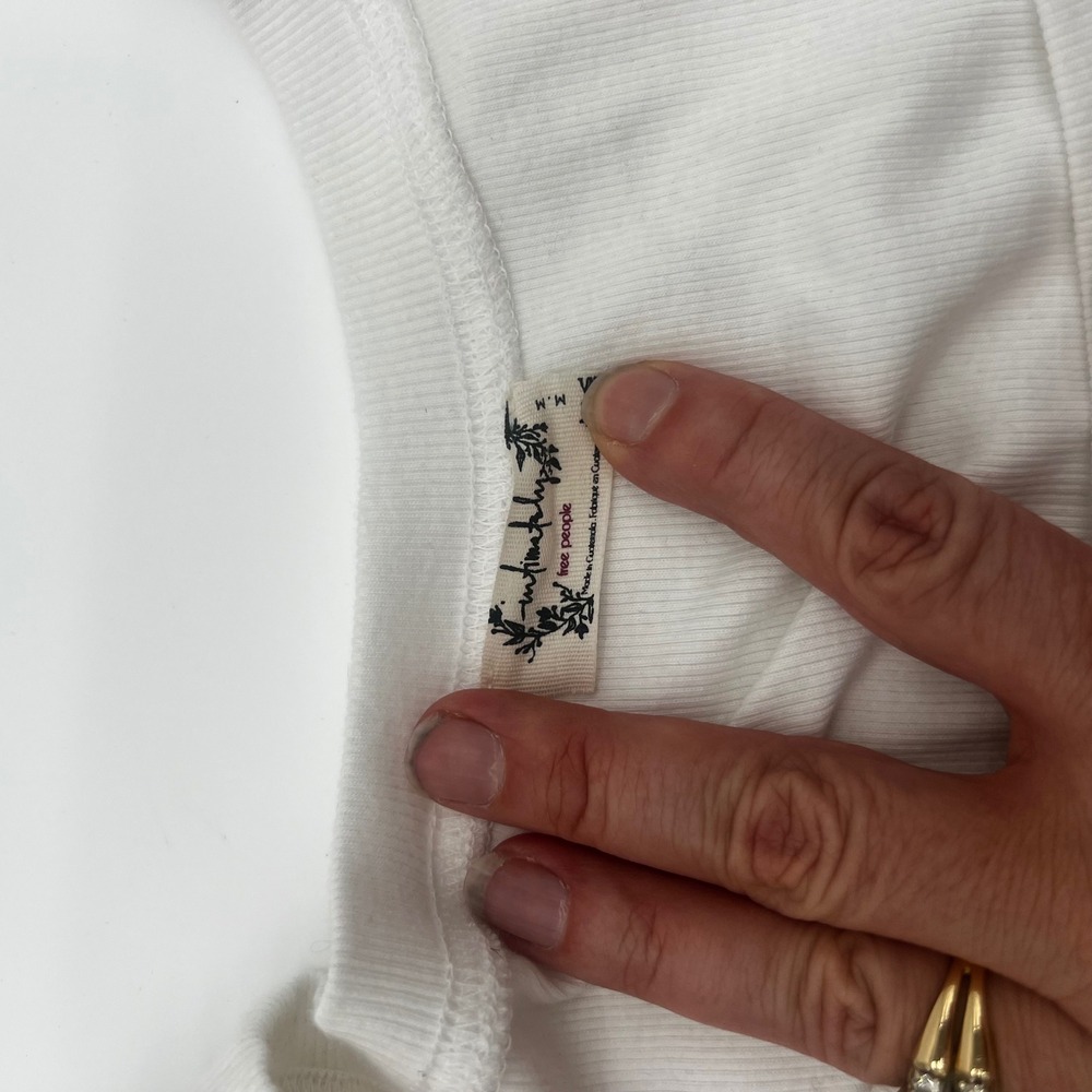 Intimately Free People White Ribbed Puff Sleeve Square Neck Bodysuit OB1892222 M - Picture 4 of 8